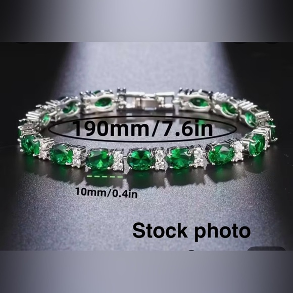 NWOT Elegant Women’s Synthetic Cubic Zirconia Red Color Bracelet SilverTone 7.6” - Picture 7 of 13